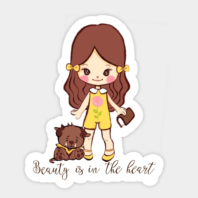 Belle and the beast baby Sticker by mapetitepoupee